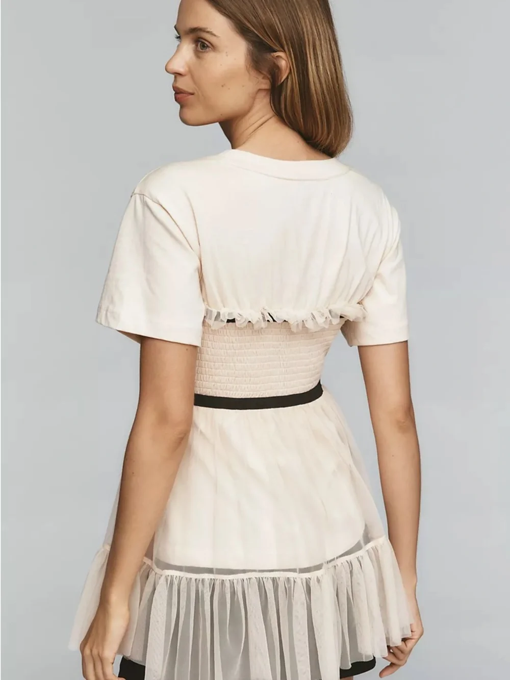 NWT By Anthropologie Tiered Bow Tulle T-Shirt Size M Medium $118 - Picture 2 of 5